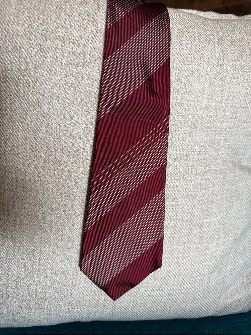 Dior Burgundy Striped Silk Tie with White Pinstripes AUTHENTIC